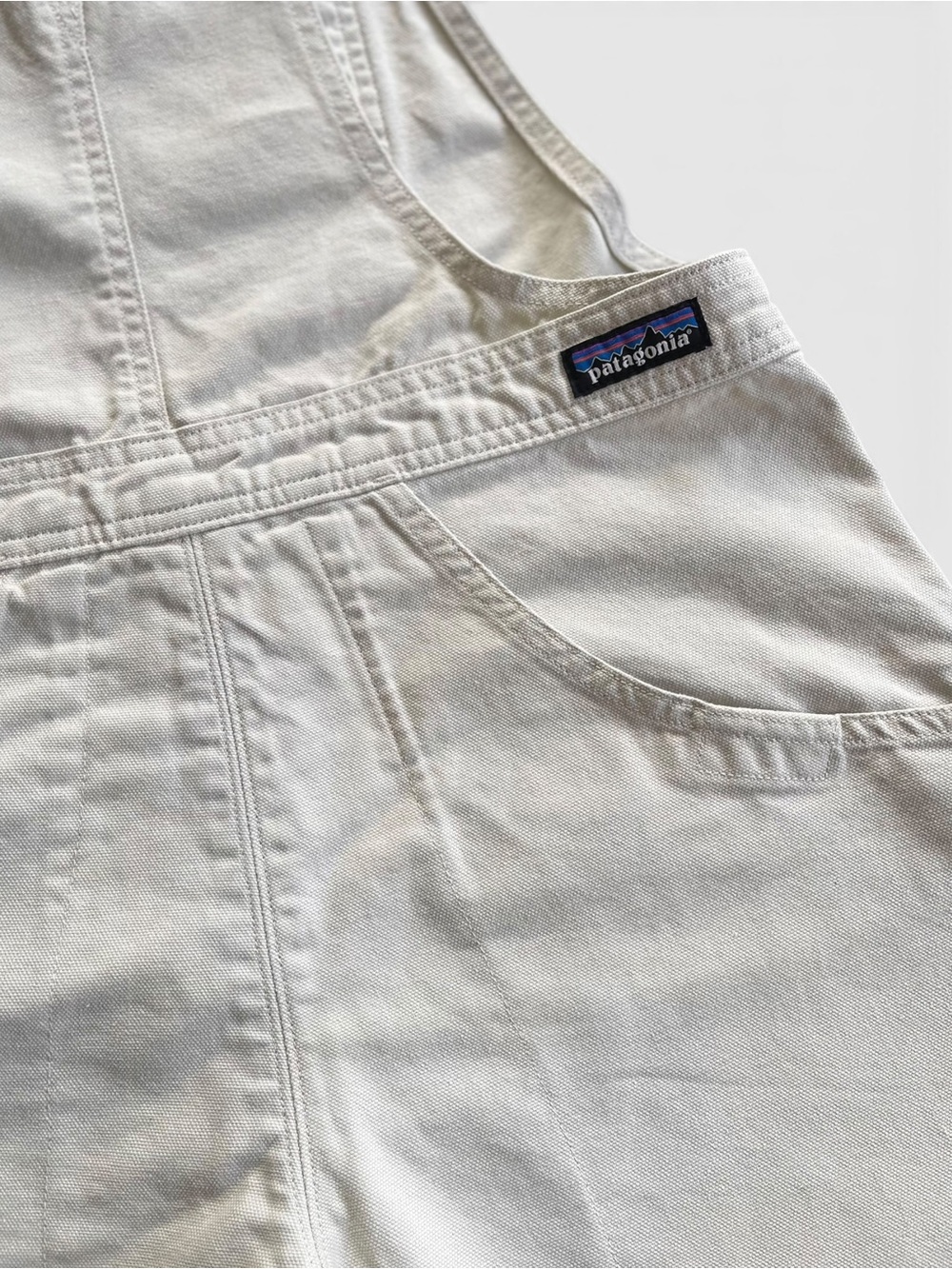 Patagonia Stand Up Off-White Cream Shortalls Overalls Cotton Bib Pocket Size S - Picture 7 of 10